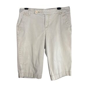 Style Co Khaki Bermuda Shorts Women Size 10 Cotton Blend Knee Length Casual